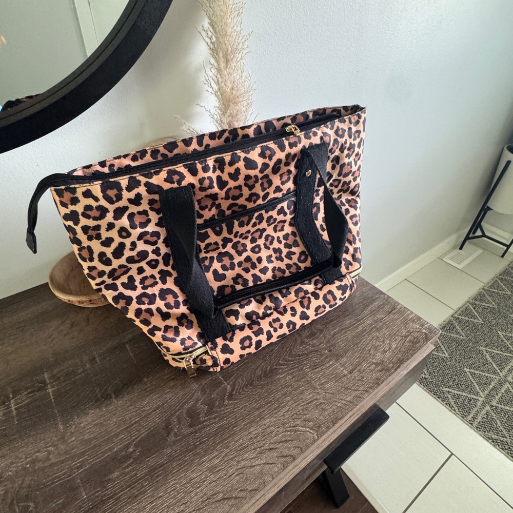 Poppy & Peonies Leopard Print Tote in Pink and Black